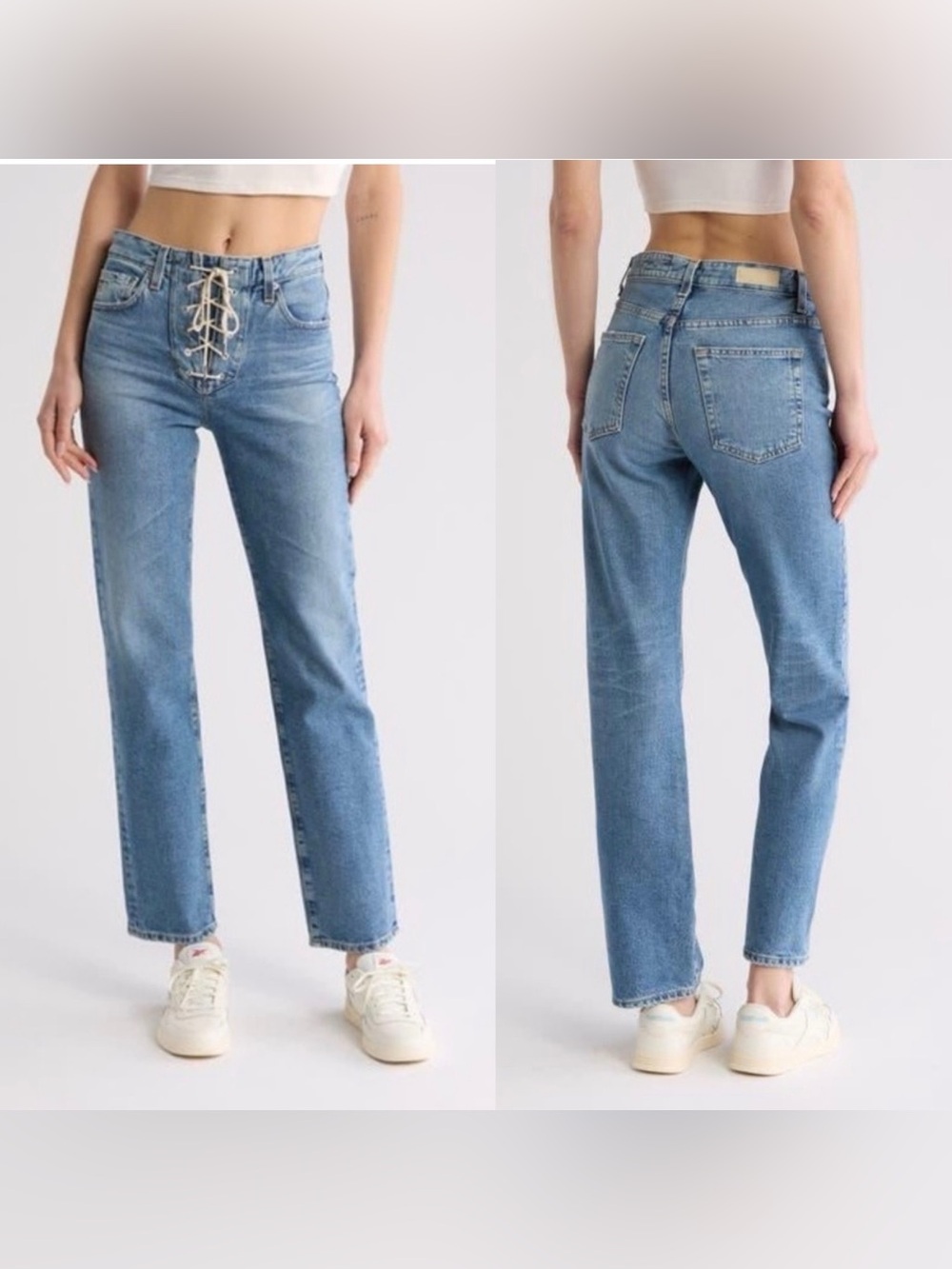 AG Adriano Goldschmied High Rise Vintage Lace Up Jeans